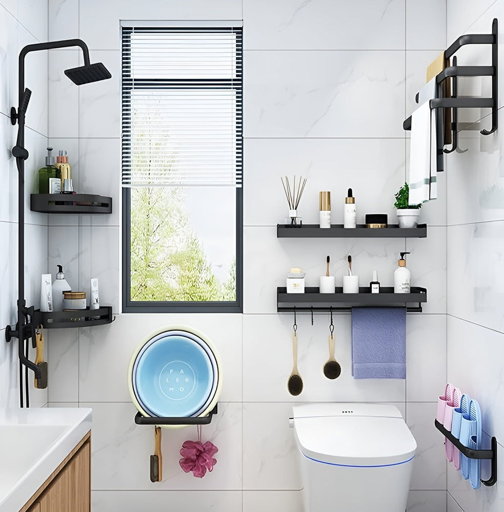 Nástenný dizajnový držiak uterákov - Moderná elegancia a priestorovo úsporný dizajn