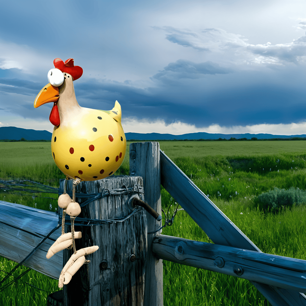 Statuie de cocoș cu ochi mari - decorațiuni originale și detalii amuzante