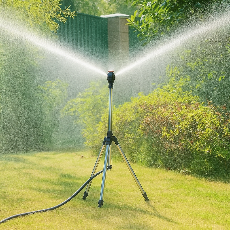 360°回転スプリンクラー 三脚付き – 調整可能で均一な散水