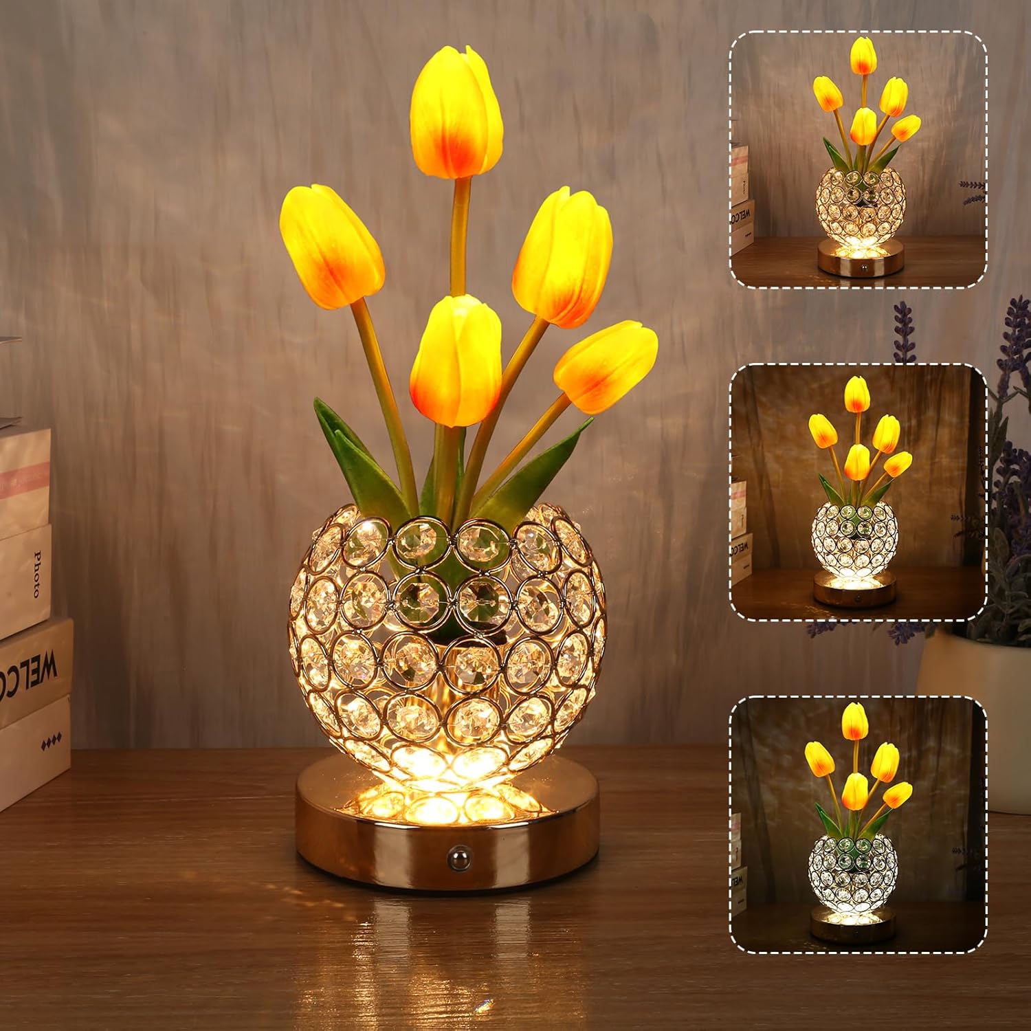 Lampe De Chevet Tactile – Éclat Cristallin Élégant