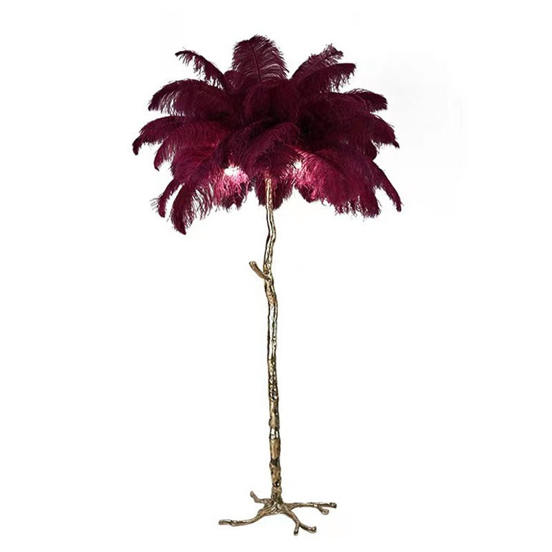 Luxusní sluneční lampa – Elegantní stínidlo z peří 