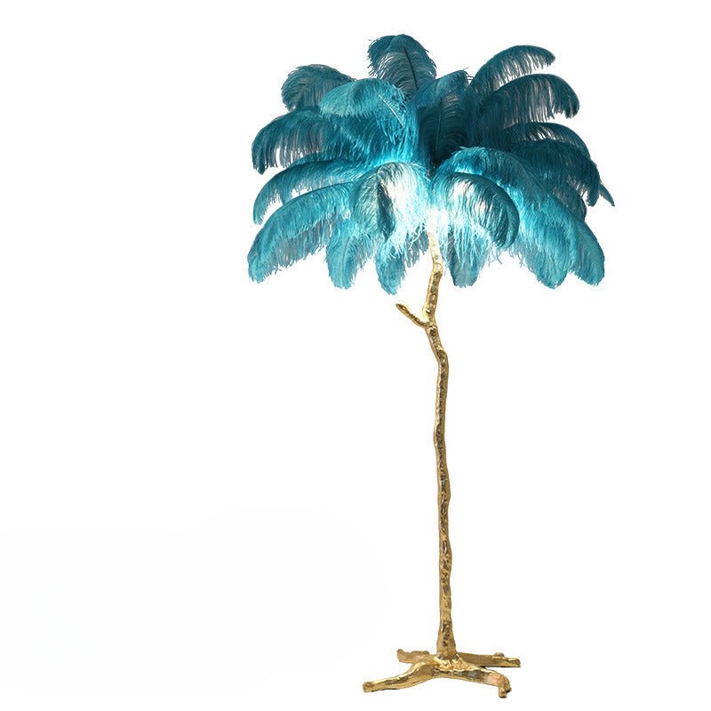 Luxusní sluneční lampa – Elegantní stínidlo z peří 