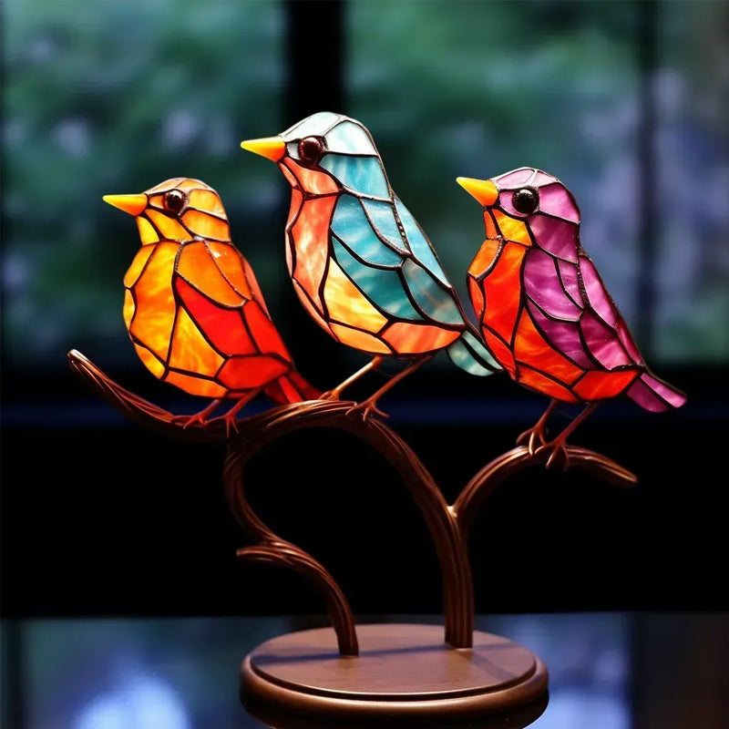 Ornamento Decorativo – Pássaros Pousados Sobre Um Ramos 