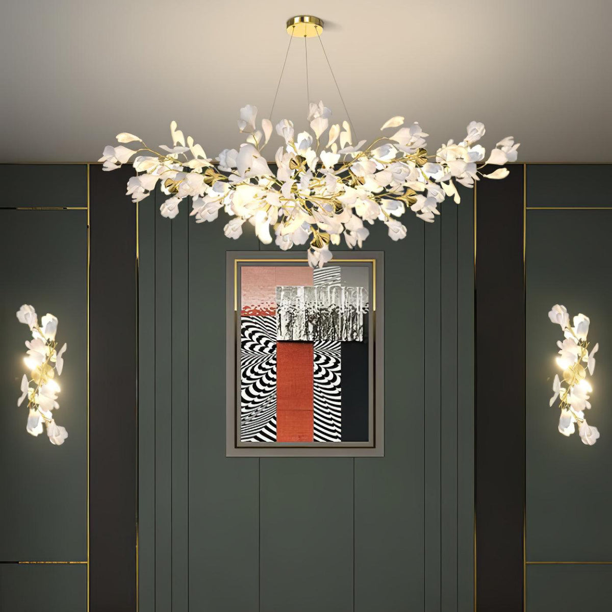 Lampă de perete florală - Eleganță aurie și lumină moale