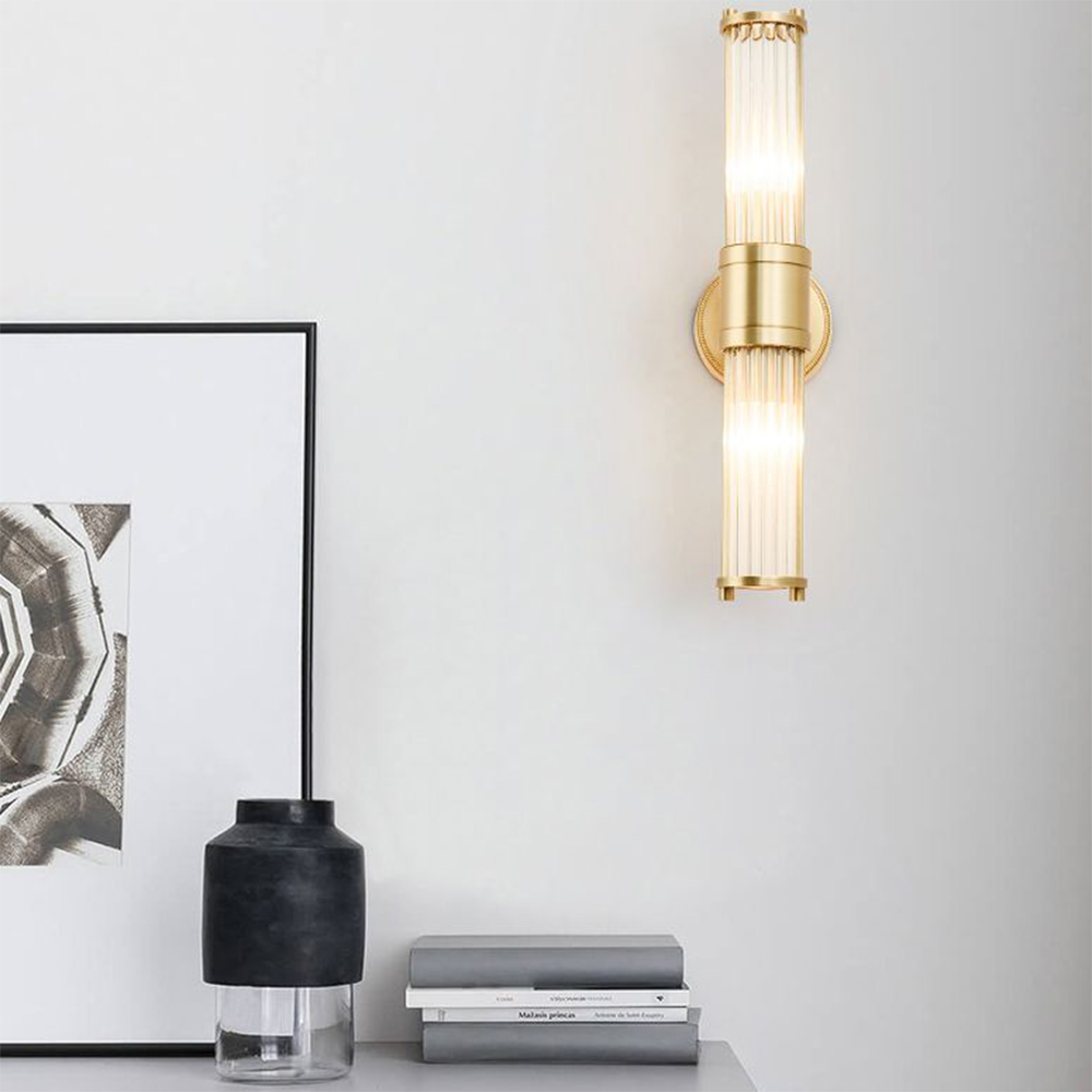 Moderne cylindrisk vægarmatur - Style Moderne Doré En Métal Et Verre