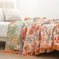Manta Bohemia con Motivos Florales y Flecos 