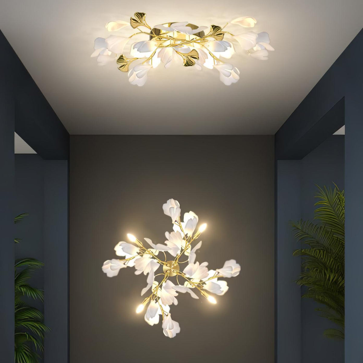 Lampă de perete florală - Eleganță aurie și lumină moale
