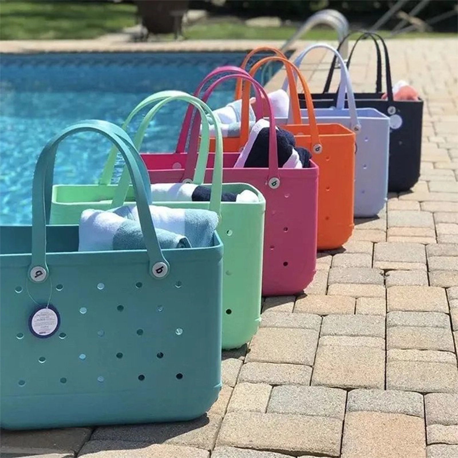 Geantă de plajă rigidă - Design colorat și capacitate mare