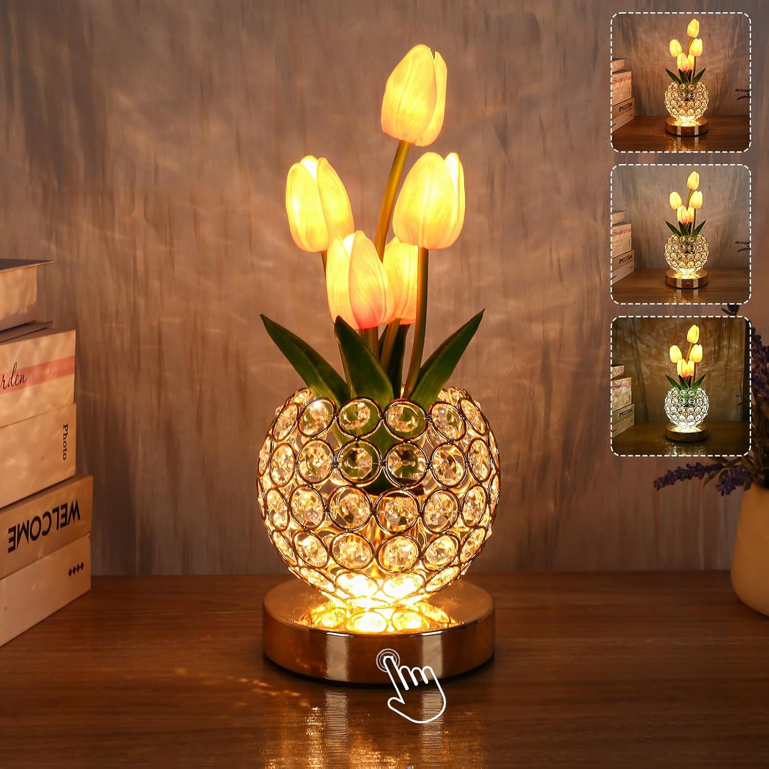 Lampe De Chevet Tactile – Éclat Cristallin Élégant