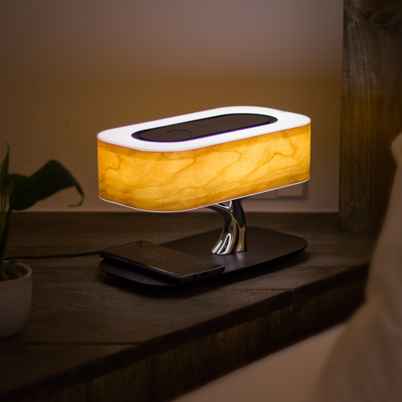 マルチファンクションランプ - LEDライト、ワイヤレス充電、Bluetoothオーディオ 