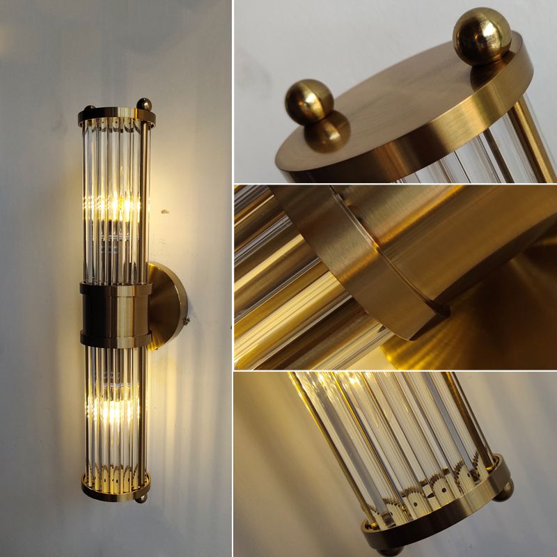 Moderne cylindrisk vægarmatur - Style Moderne Doré En Métal Et Verre