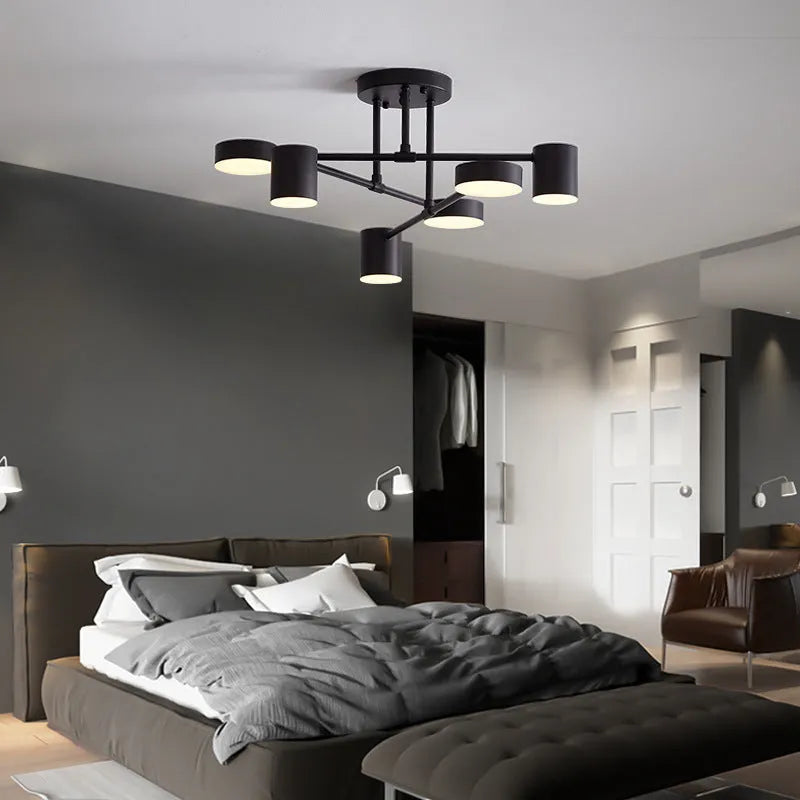 مصباح سقف حديث بـ 6 رؤوس LED قابلة للتوجيه - إضاءة متعددة الاستخدامات وتصميم أنيق 