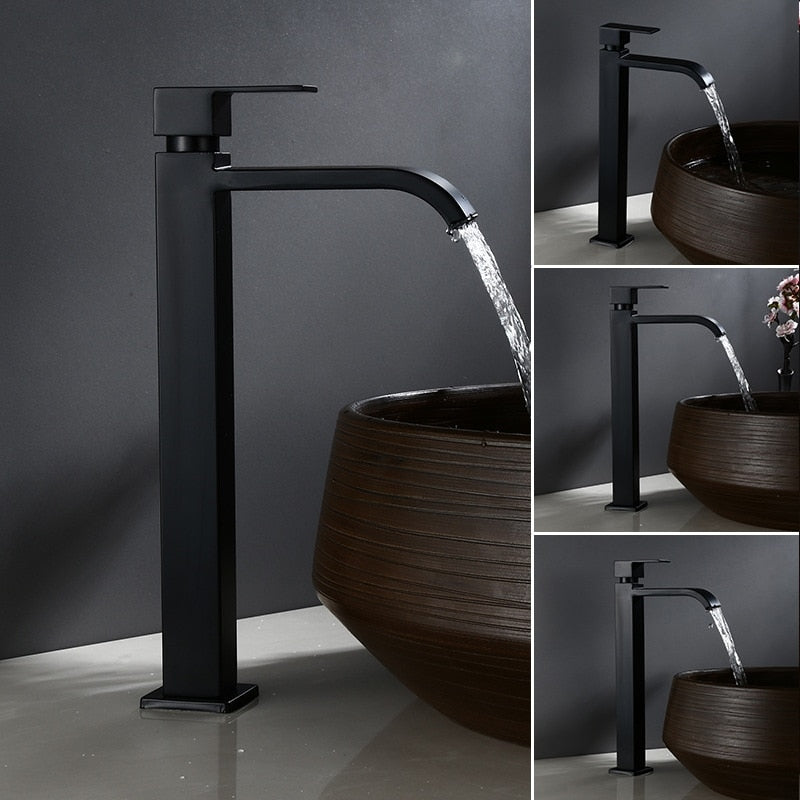 Povrchově zvýšený umyvadlový kohoutek – Elegantní matná černá 
