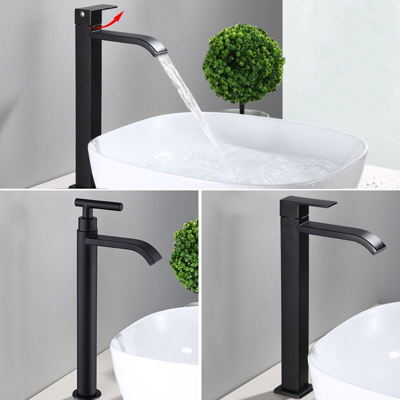 Povrchově zvýšený umyvadlový kohoutek – Elegantní matná černá 